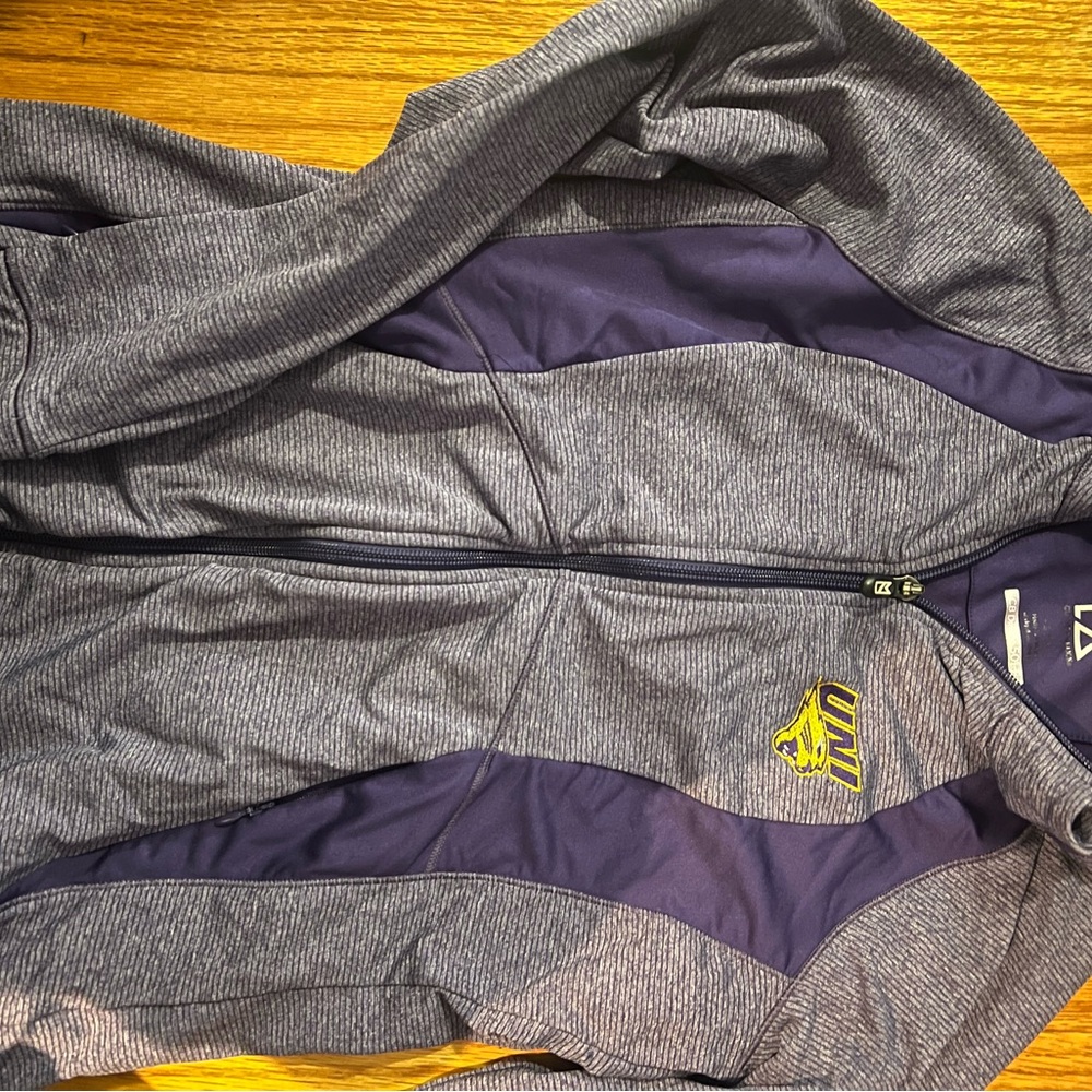 League Gray and Purple Varsity Jacket